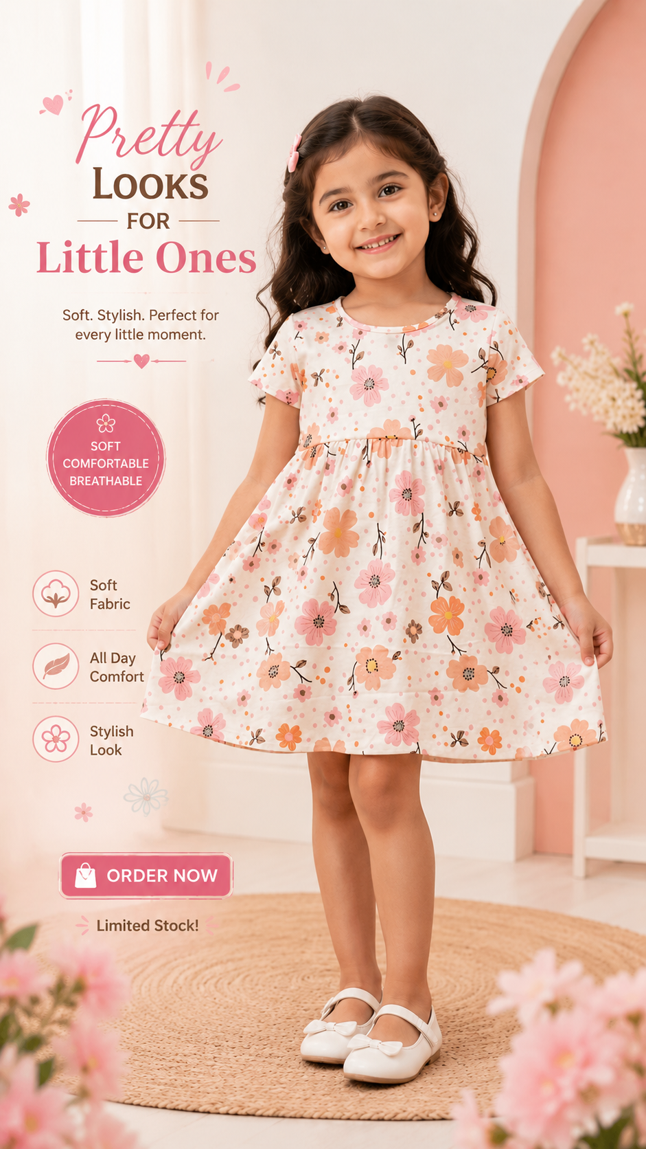 Girls Floral Print Frock