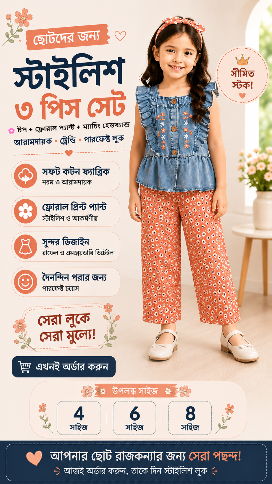 Comfortable stylish top + floral pants + matching headband