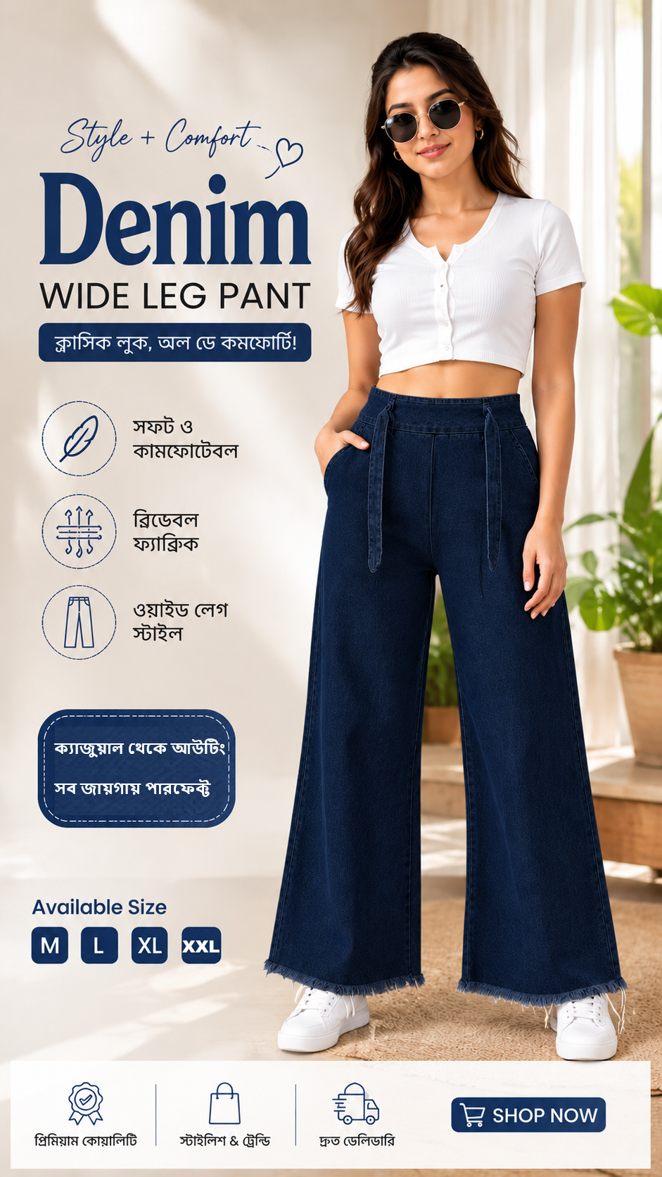 Soft Denim Palazzo Pants